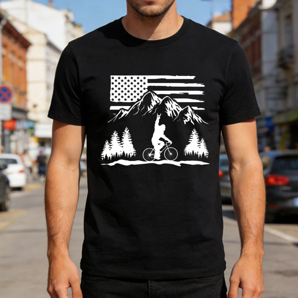 Mountain Biking Usa Flag Men T - Outdoor Adventure Usa ulasan dan harga
