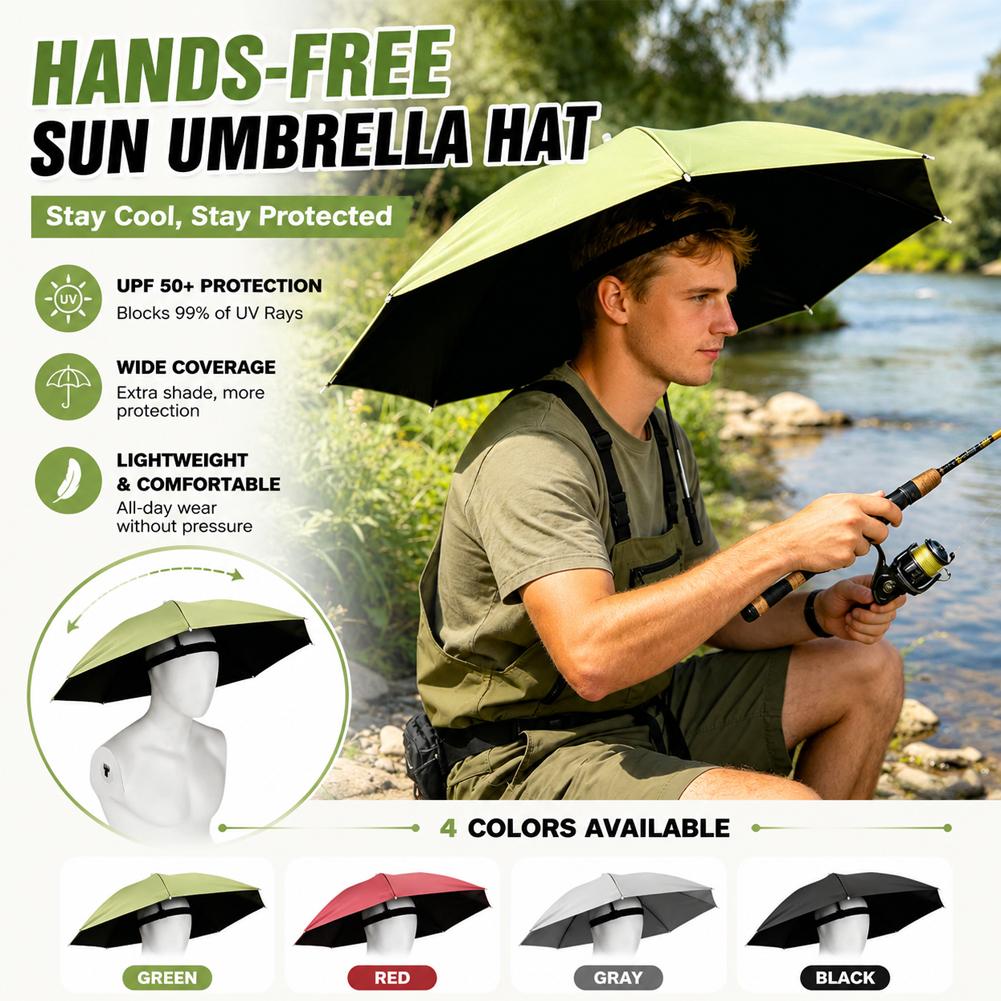 Hand-free Sun Umbrella Hat Fol - Outdoor Adventure Hat ulasan dan harga